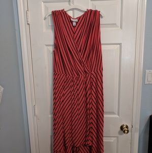 Pure Energy Coral Gray Stripe Wrap Dress 3X